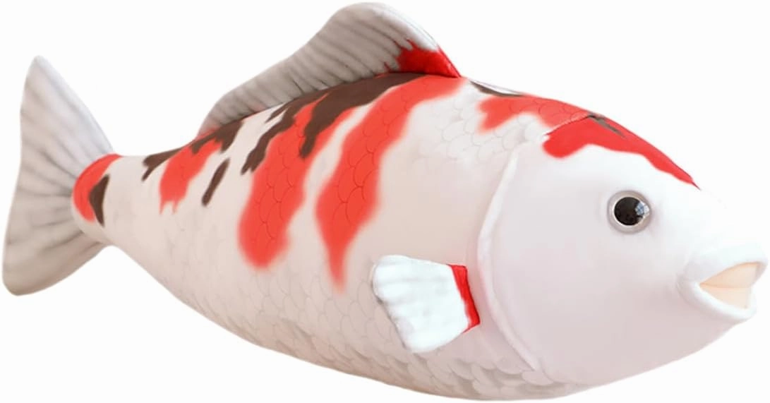 ELAINREN 3D Lifelike Fish Shape Plush Pillow Soft Big Carp Stuffed Toy Cushion,Giant Simulation Goldfish Plushie Gifts/29.5''