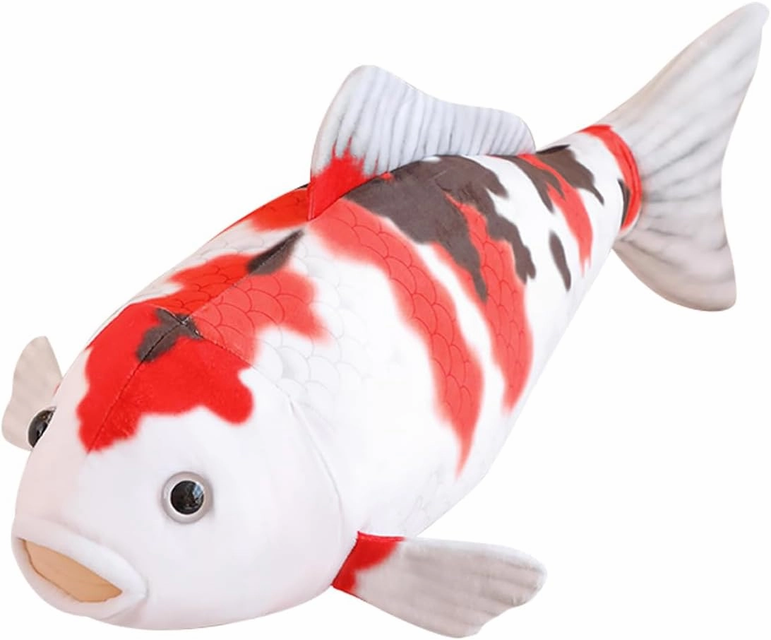 ELAINREN 3D Lifelike Fish Shape Plush Pillow Soft Big Carp Stuffed Toy Cushion,Giant Simulation Goldfish Plushie Gifts/29.5''