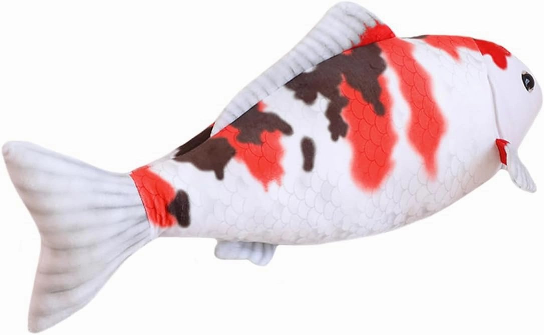 ELAINREN 3D Lifelike Fish Shape Plush Pillow Soft Big Carp Stuffed Toy Cushion,Giant Simulation Goldfish Plushie Gifts/29.5''