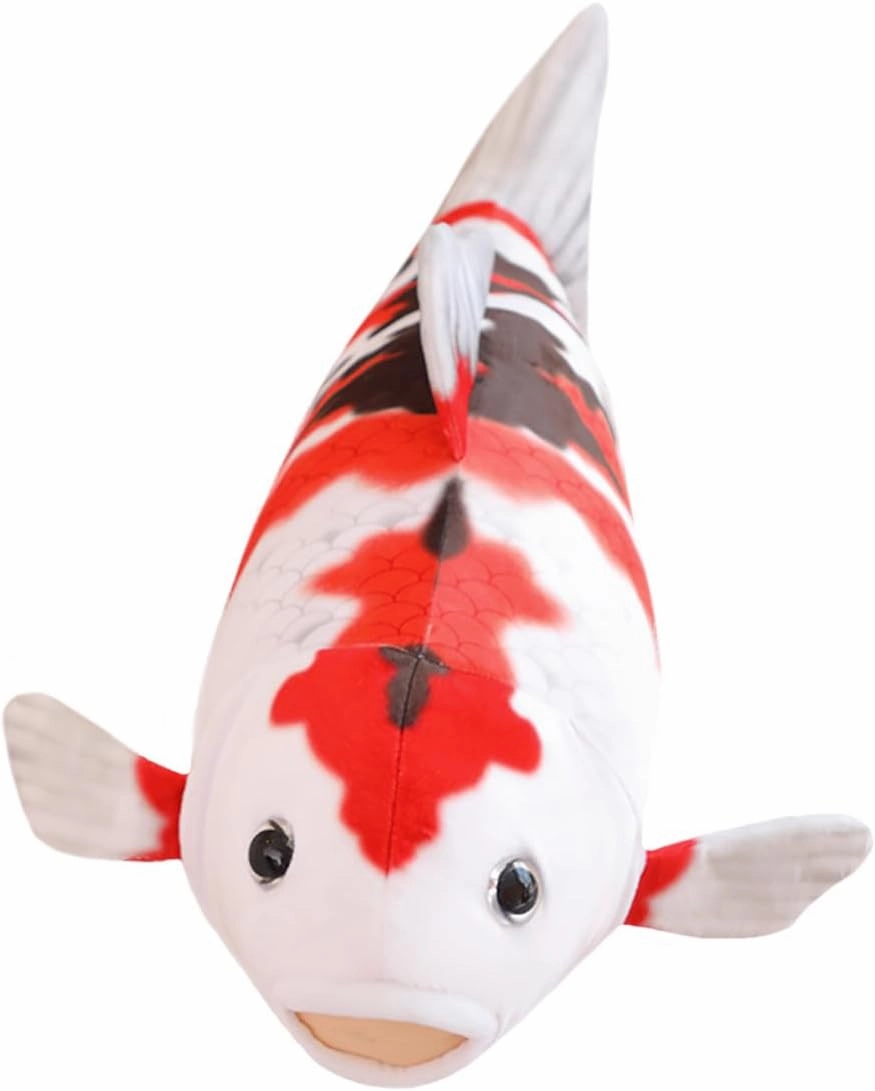 ELAINREN 3D Lifelike Fish Shape Plush Pillow Soft Big Carp Stuffed Toy Cushion,Giant Simulation Goldfish Plushie Gifts/29.5''