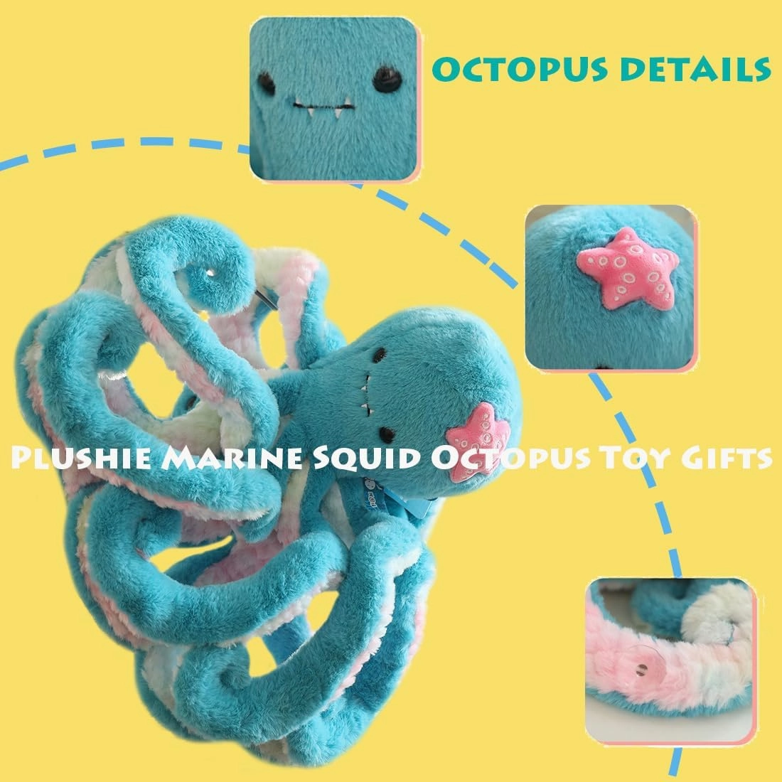 ELAINREN Blue Octopus Giant Plush Pillow, Realistic Octopus Stuffed Ocean Animals, Real Life Plushie Marine Squid Octopus Toy Gifts/19.6''