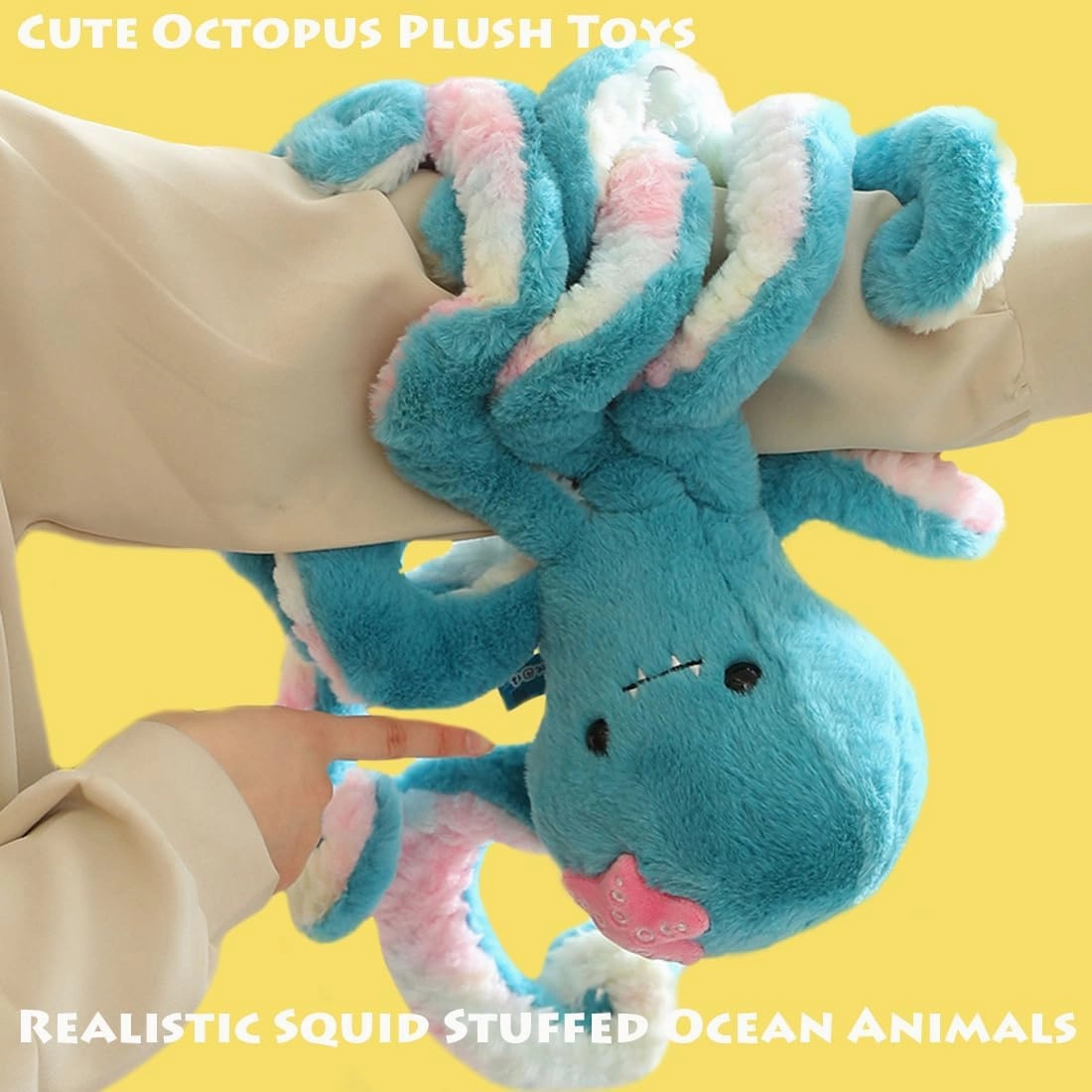 ELAINREN Blue Octopus Giant Plush Pillow, Realistic Octopus Stuffed Ocean Animals, Real Life Plushie Marine Squid Octopus Toy Gifts/19.6''