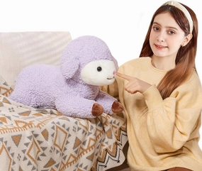 ELAINREN Cuddle Purple Sheep Plush Pillow Super Soft Lamb Stuffed Toy Soft Pillow Fluffy Alpaca Plushie Dolls Gifts/19.6''