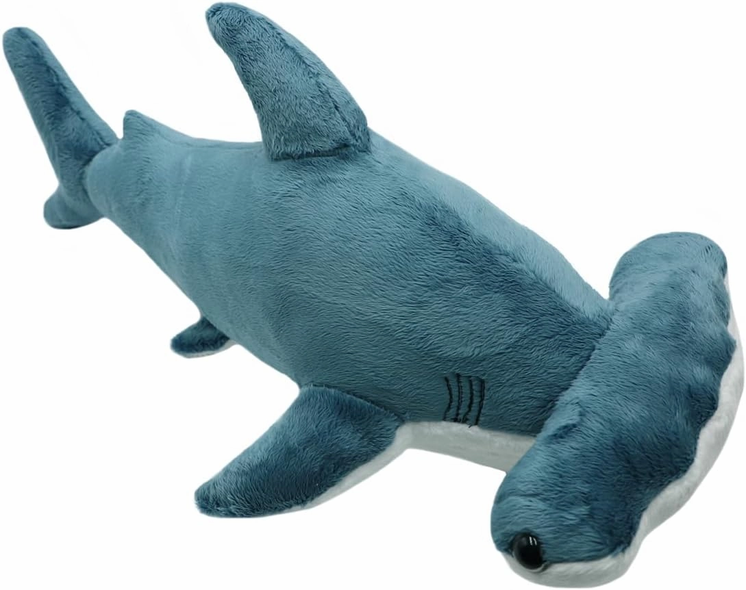 ELAINREN Lifelike Hammerhead Plush Toy Ultra-Soft Hammer Head Shark Stuffed Pillow Cuddly Blue Whale Plushie Cushion/39.37''