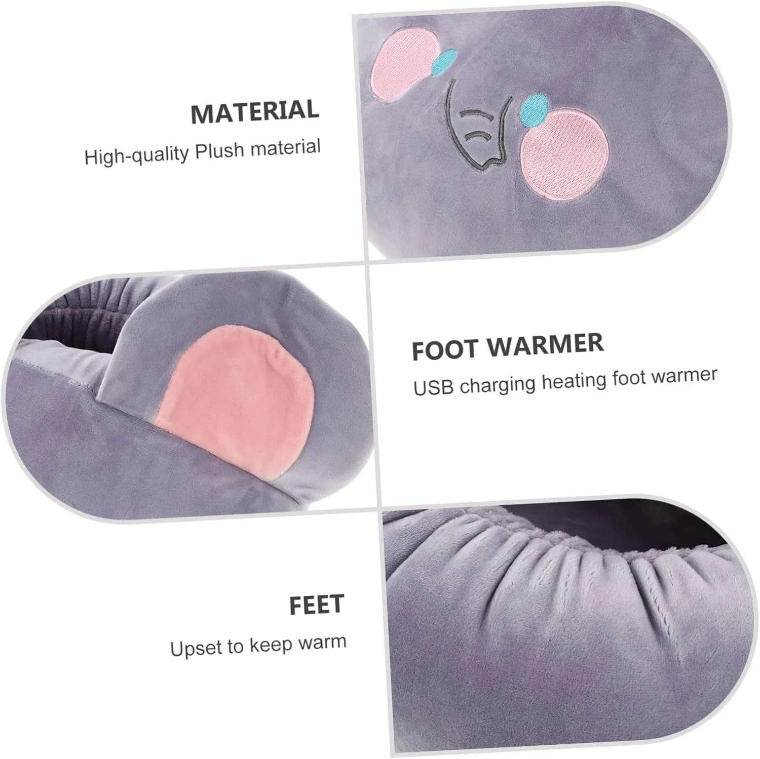 Electric Heating Shoes Plush Material Rechargeable Foot Warmer for Home Dorm and Office