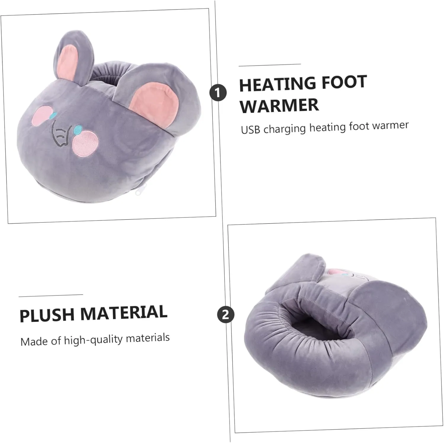 Electric Heating Shoes Plush Material Rechargeable Foot Warmer for Home Dorm and Office
