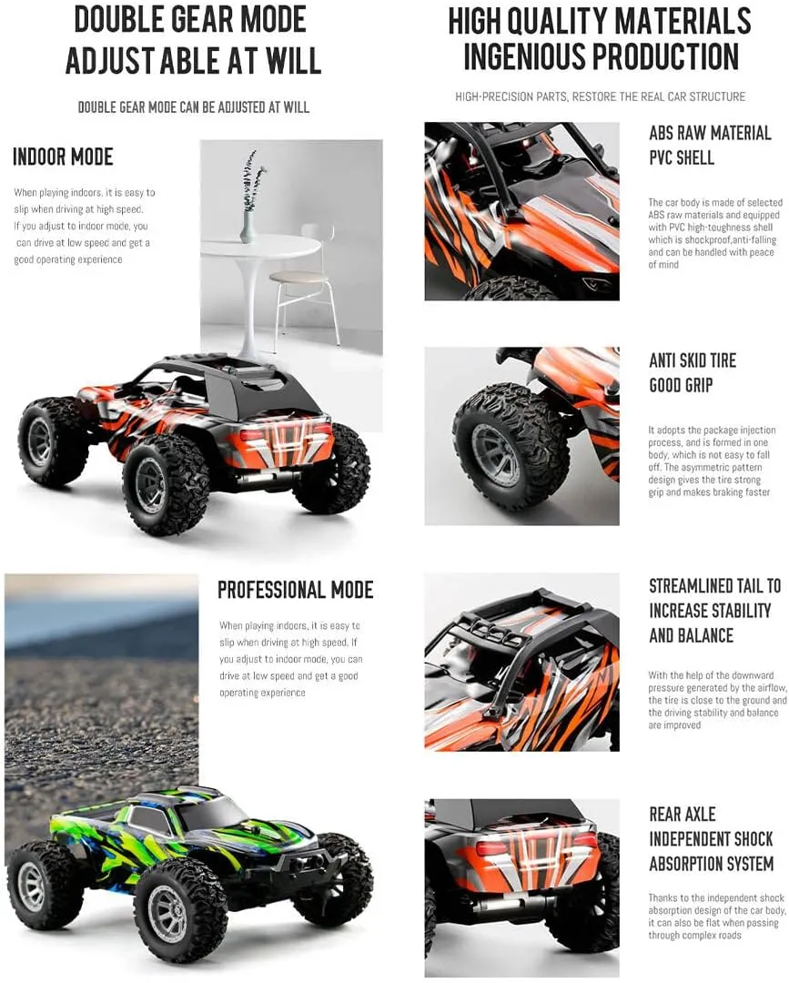 Electric RC Off-Road Model,801 1/32 2.4G RC Vehicle, RC Mini Electric Drift Vehicle Model, Halloween Surprising Car Gift for Teens (RTR Version/Orange), Q3822I0LU16Y