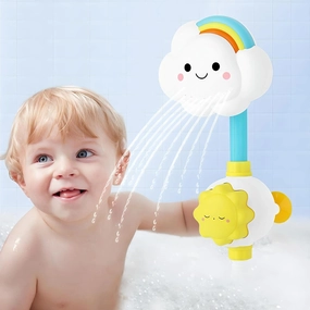 Electric Shower Bath Toy Sprinkler Head - Rainbow Cloud Spray Water Baby Toddler Toy for Kids Bathtub and Bathtime Fun