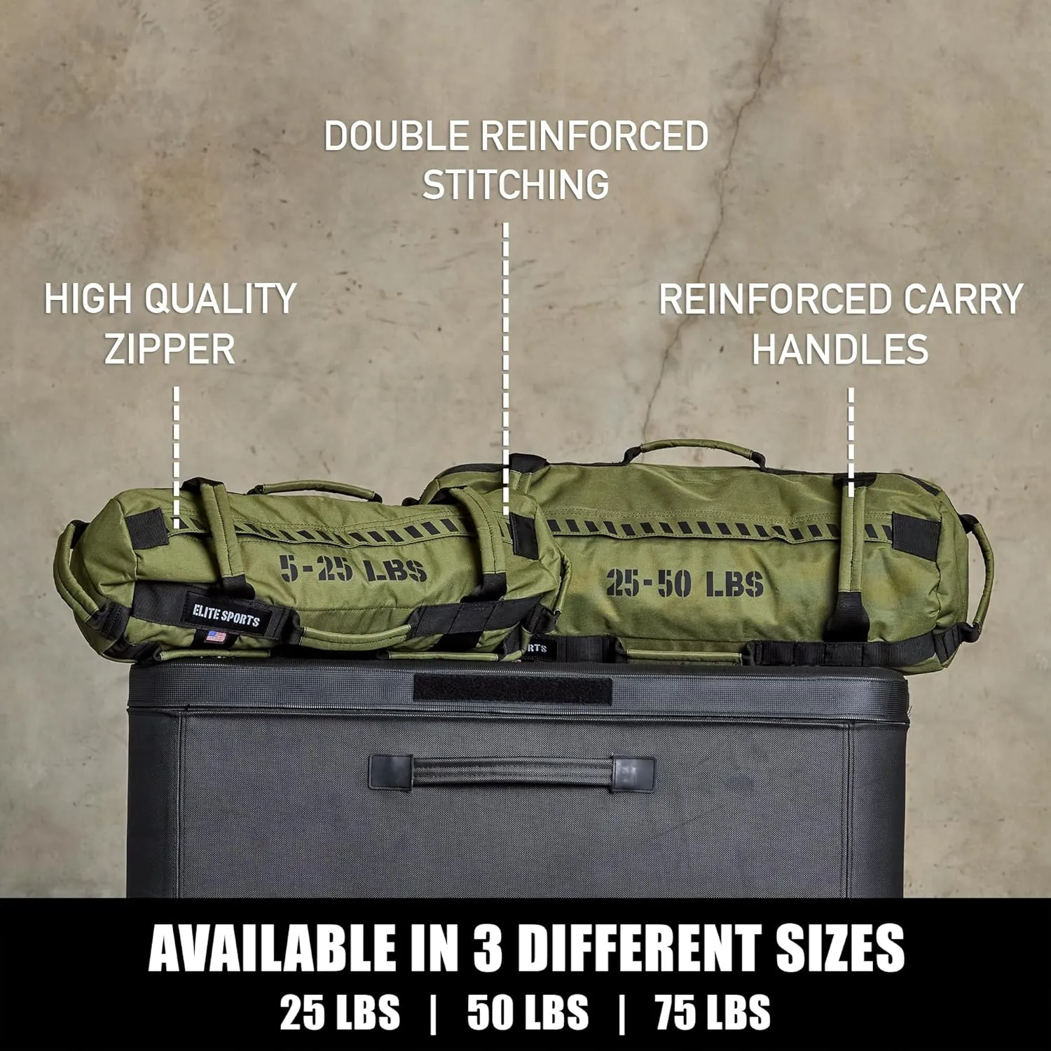 Elite Sports Workout Sandbag for Versatile, Intensive Core Muscles Fitness, Strength Training with Strategic Handle Placement (Unfilled)