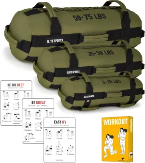 Elite Sports Workout Sandbag for Versatile, Intensive Core Muscles Fitness, Strength Training with Strategic Handle Placement (Unfilled)