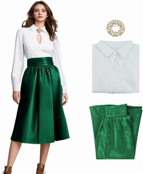 Ellen Griswold Costume Christmas Vacation Ellen Shirt Skirt Brooch Set Vintage Dress for Women