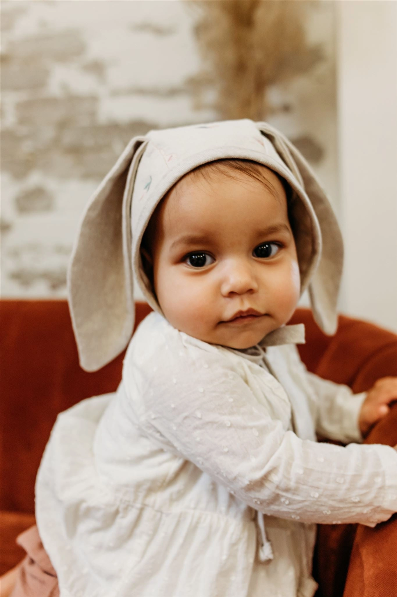 Embroidered Bunny Ear Bonnet