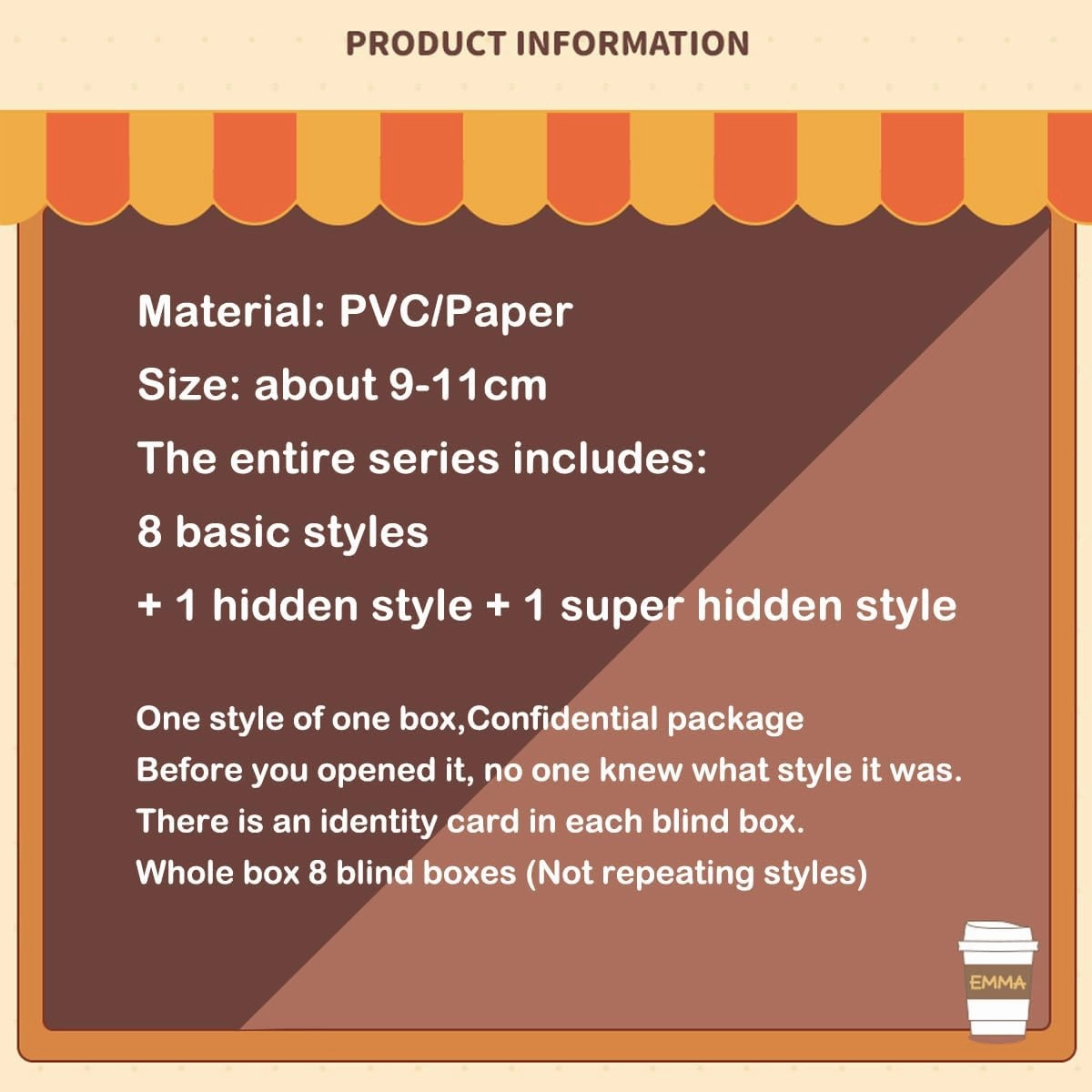 Emma Coffee ShopSeries Blind Box Action Figures Mystery Box Cute Random Toys Birthday Gifts Christmas Collectible Toy for Desktop Ornaments,3PCS