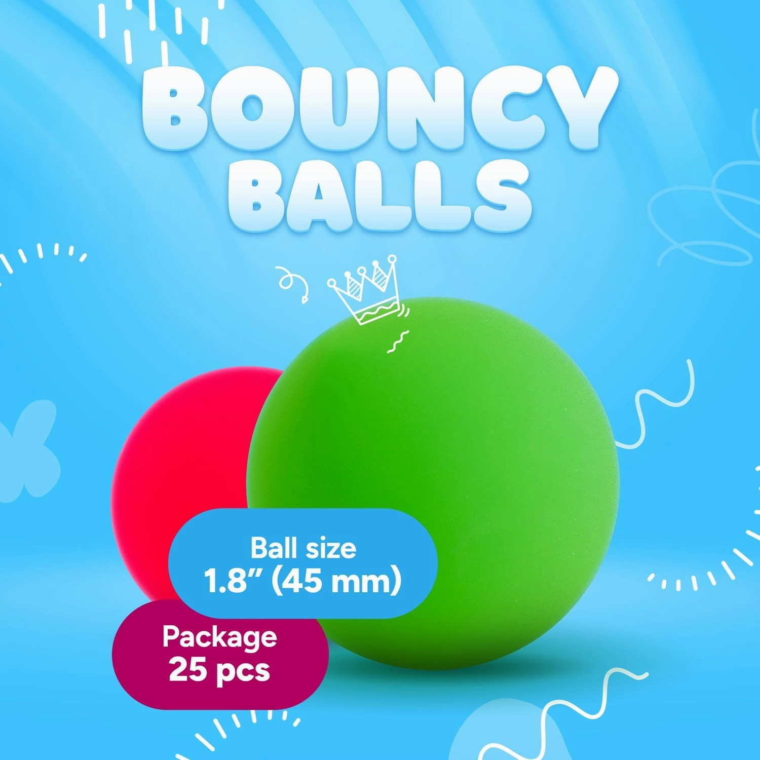 Entervending Bouncy Balls - Rubber Balls for Kids - Frosty Bounce Balls - Large Bouncy Ball 45 mm - Super Ball Vending Machine Toys - Bouncing Balls Party Favors