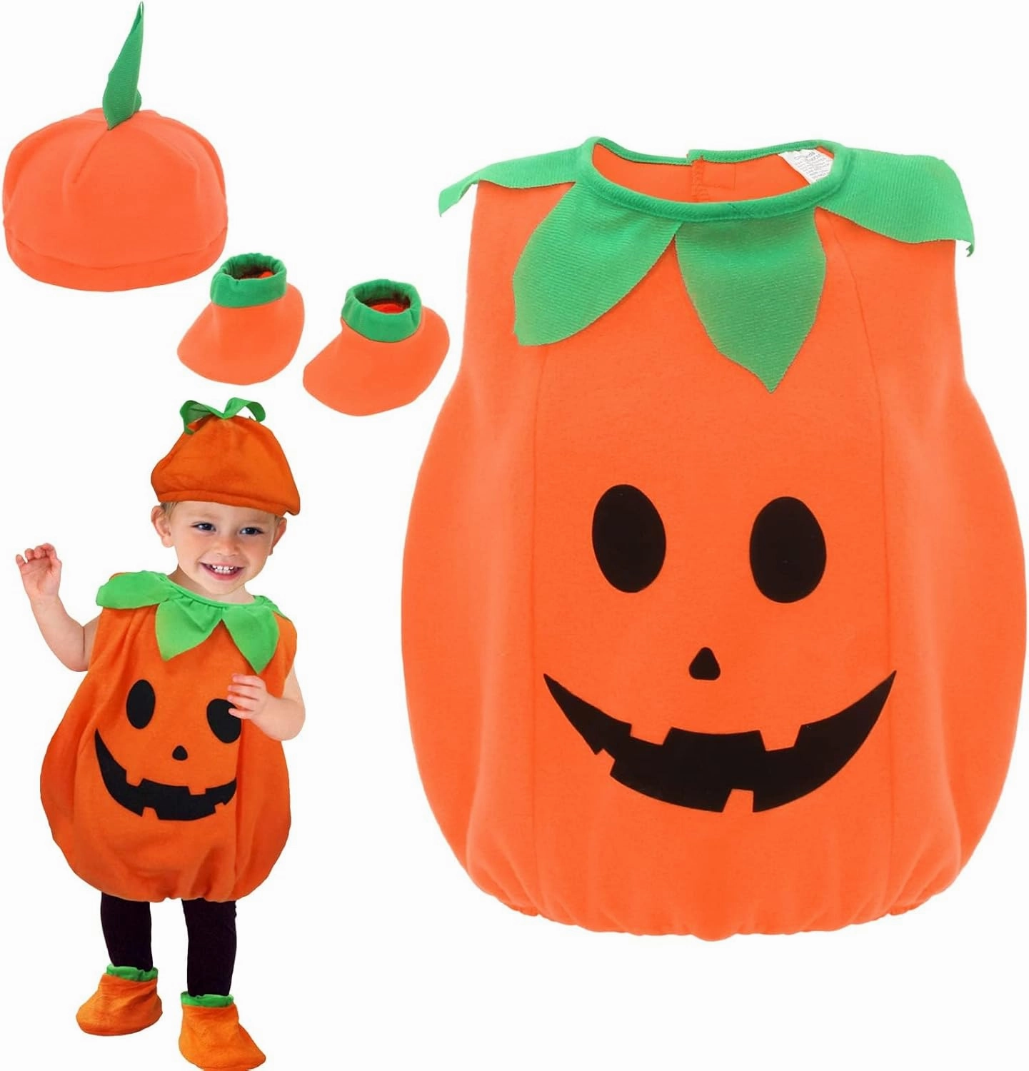 EOZY Kids Cute Pumpkin Costume Set Halloween Trick or Treat Dress Up Cosplay School Party