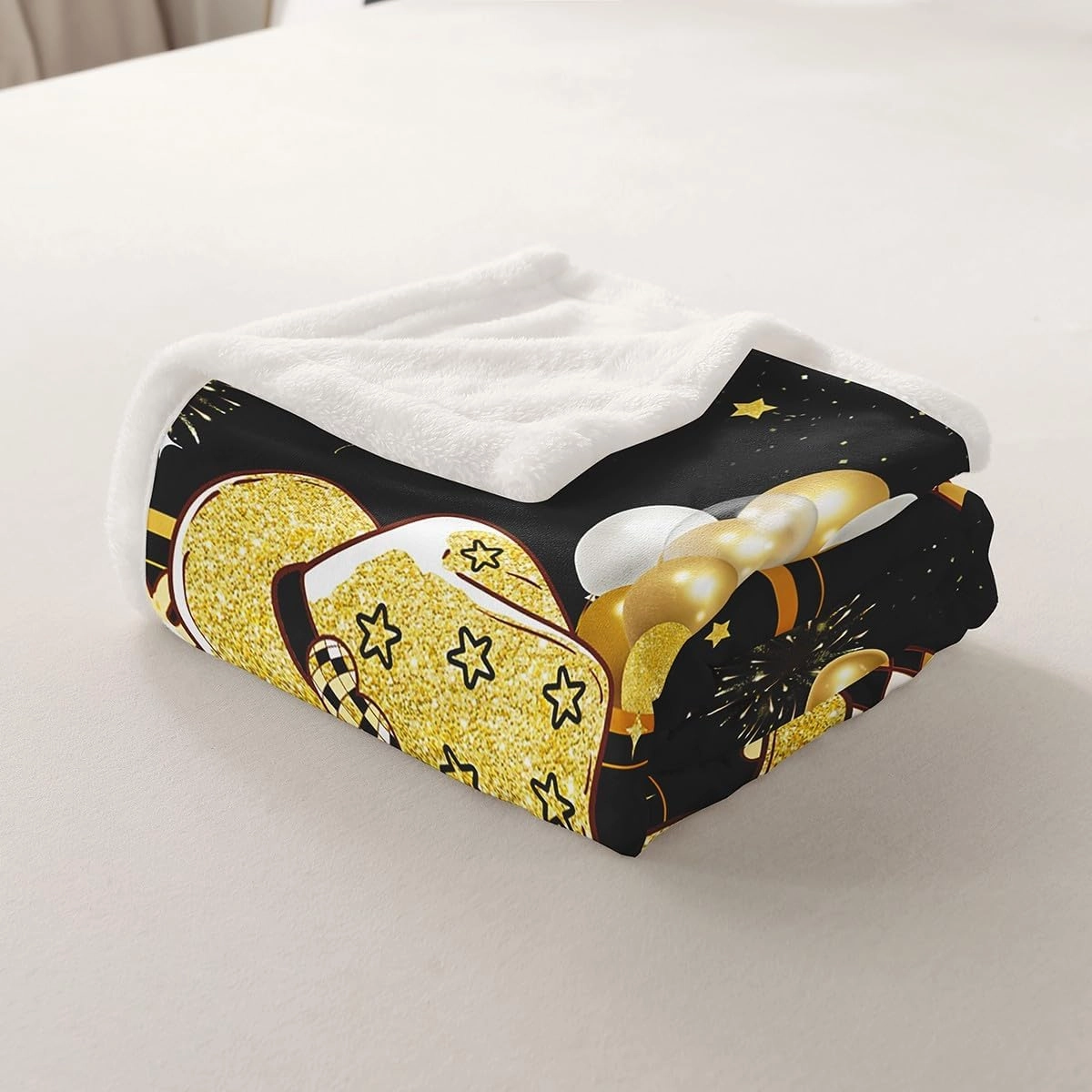 Erosebridal Cowgirl Hat Shoulder Bag Western Cowboy Fleece Blanket Baby 30"X40" Cute Glitter Stars Cactus Sherpa Blanket for Kids Boys Girls Teens Glitter Stars Ribbons Balloons Flannel Blanket