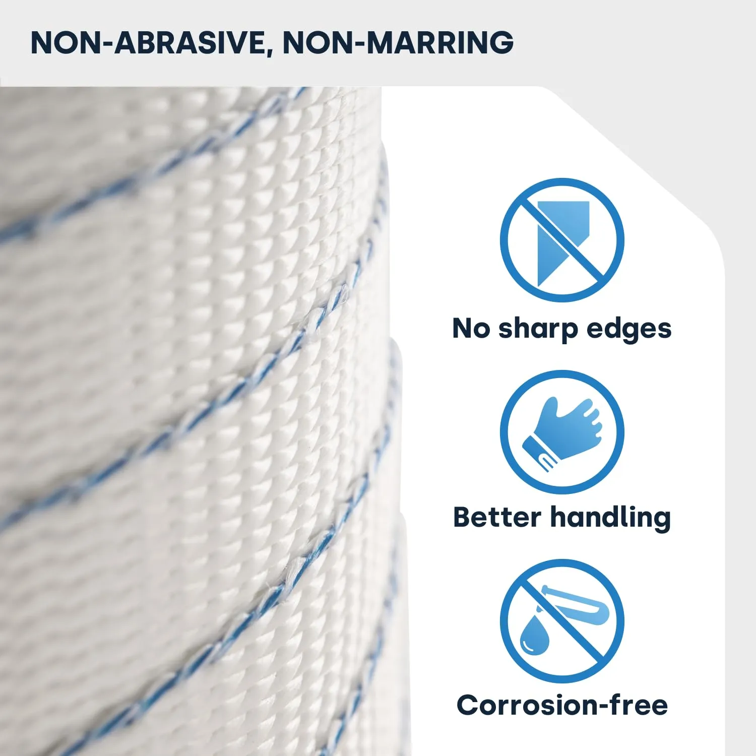 ESK Packaging® Woven Poly Cord Strapping - 3/4" x 2100 Foot x 900lbs Break Strength – Light Duty, Weather-Resistant Flat Rope – 1 Roll