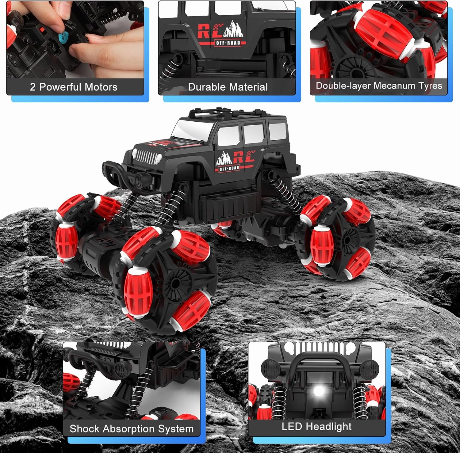 Eulogia Drift Climbing Stunt Car, 2.4GHz Remote Control Car, 360° Rotation RC Truck, Suitable for 5  Years Old Boys and Girls Children, Thanksgiving Gifts, Birthday Gifts(Red)