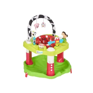 Evenflo ExerSaucer Playful Pastures Baby Bouncer, Walker, and Activity Center with 360 Degree Seat Spin and Machine Washable Seat Pad, Green