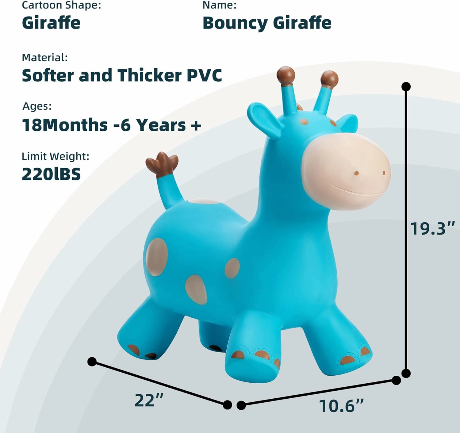 EVERICH TOY Giraffe Bouncy Horse Hopper for Toddlers, Bouncy Animals Jumping Horse, Inflatable Ride on Bouncer Hopping Toys Gifts for Boys and Girls 18 Months 2 3 4 5 6 Years Old