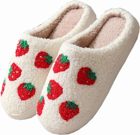 Evil Eye 'See You At Midnight' Cat & Mushroom Cherry Strawberry Heart Shaped Love Slippers - Women's & Men's Vintage Memory Foam Comfort Warm Plush Non-Slip Household Shoes
