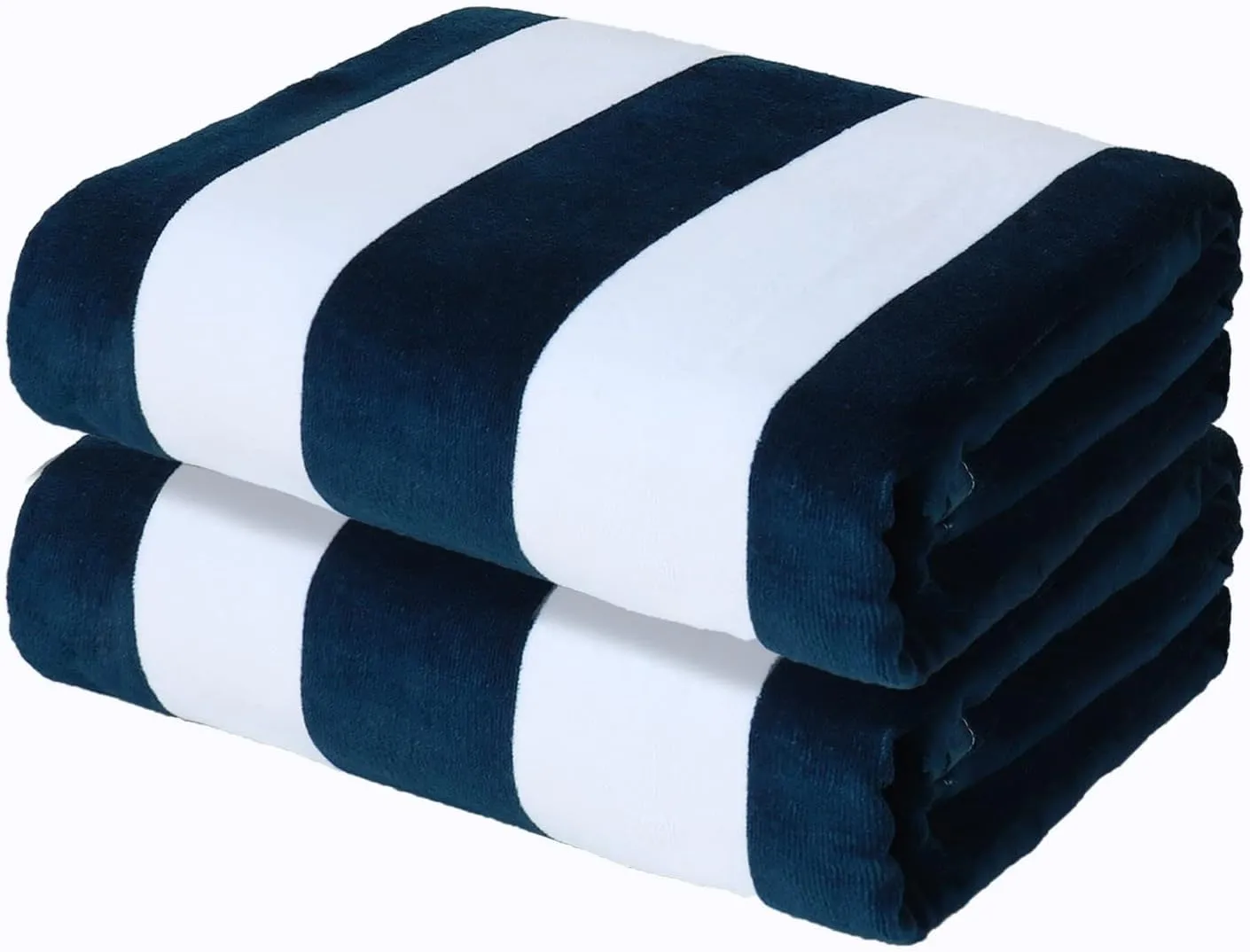 Exclusivo Mezcla 2 Pack Cotton Large 30x60 Inches Cabana Stripe Beach Towels, Super Absorbent Soft Plush Pool Towel Bath Towel (Dark Navy)
