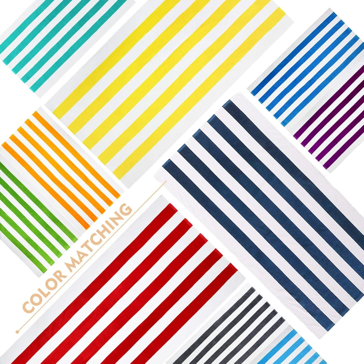 Exclusivo Mezcla 2 Pack Cotton Large 30x60 Inches Cabana Stripe Beach Towels, Super Absorbent Soft Plush Pool Towel Bath Towel (Dark Navy)