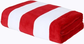 Exclusivo Mezcla Cotton Large 30x60 Inches Cabana Stripe Beach Towel, Super Absorbent Soft Plush Pool Bath Towel (Red)