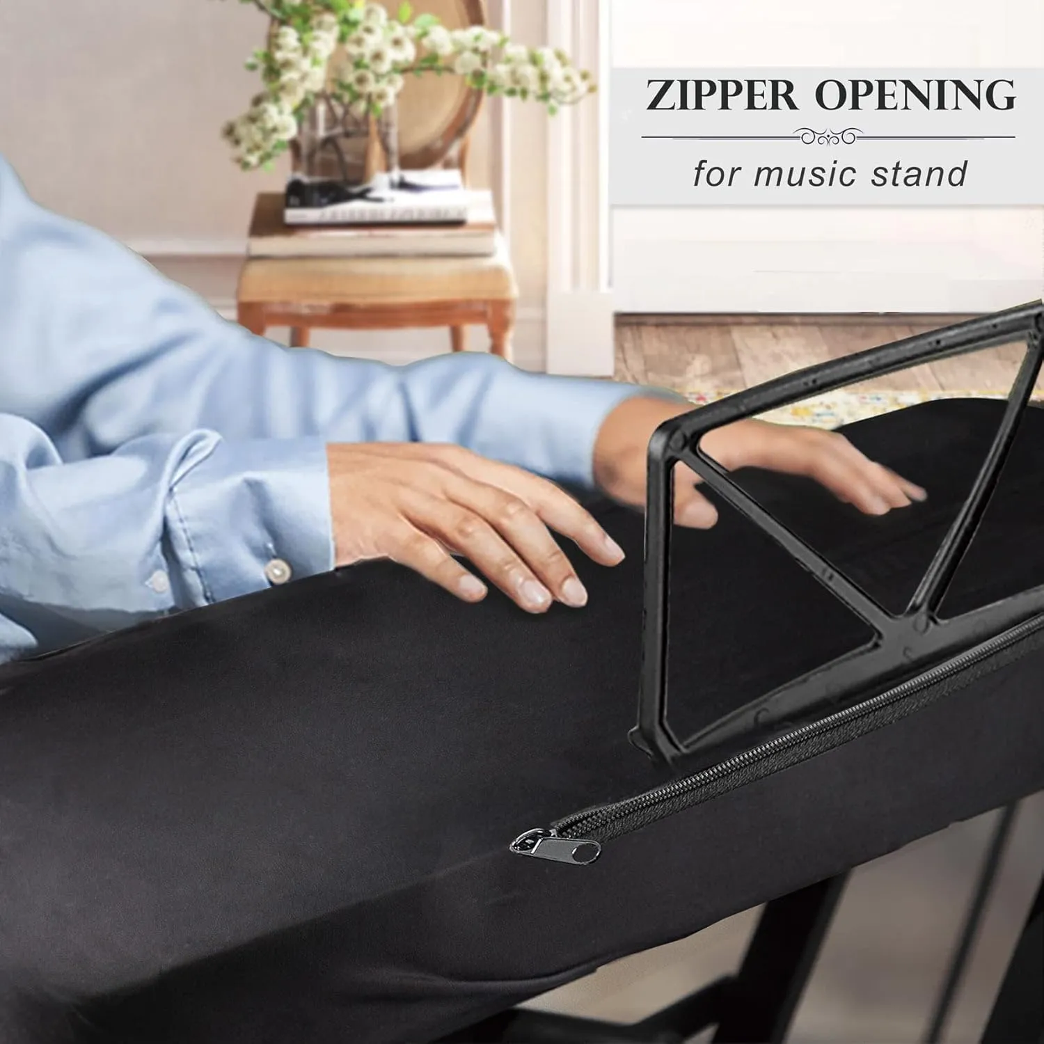 Explore Land Stretchy 88 Keys Piano Keyboard Dust Cover with Music Stand Opening for Digital Electronic Piano (88key, Black)
