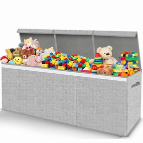 Extra Large Toy Box for Girls Boys - Collapsible Kids Toy Chest Boxes Organizers and Storage for Livingroom,Playroom,Closet 35.8"x12.6"x16"(Grey)