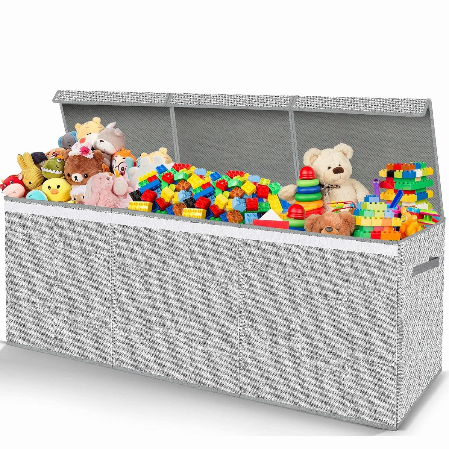Extra Large Toy Box for Girls Boys - Collapsible Kids Toy Chest Boxes Organizers and Storage for Livingroom,Playroom,Closet 35.8"x12.6"x16"(Grey)