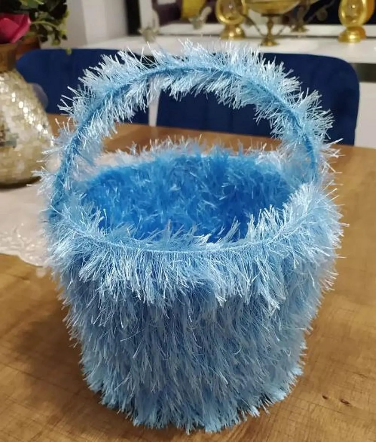 Eyelash Fun Fur Yarn Premium 100% Polyester 164 Yds (150 Mt), 3.53 Oz (100 Gr) Colorful Crochet Yarn Dıy Hand Knitting (Blue, 3 Skein)