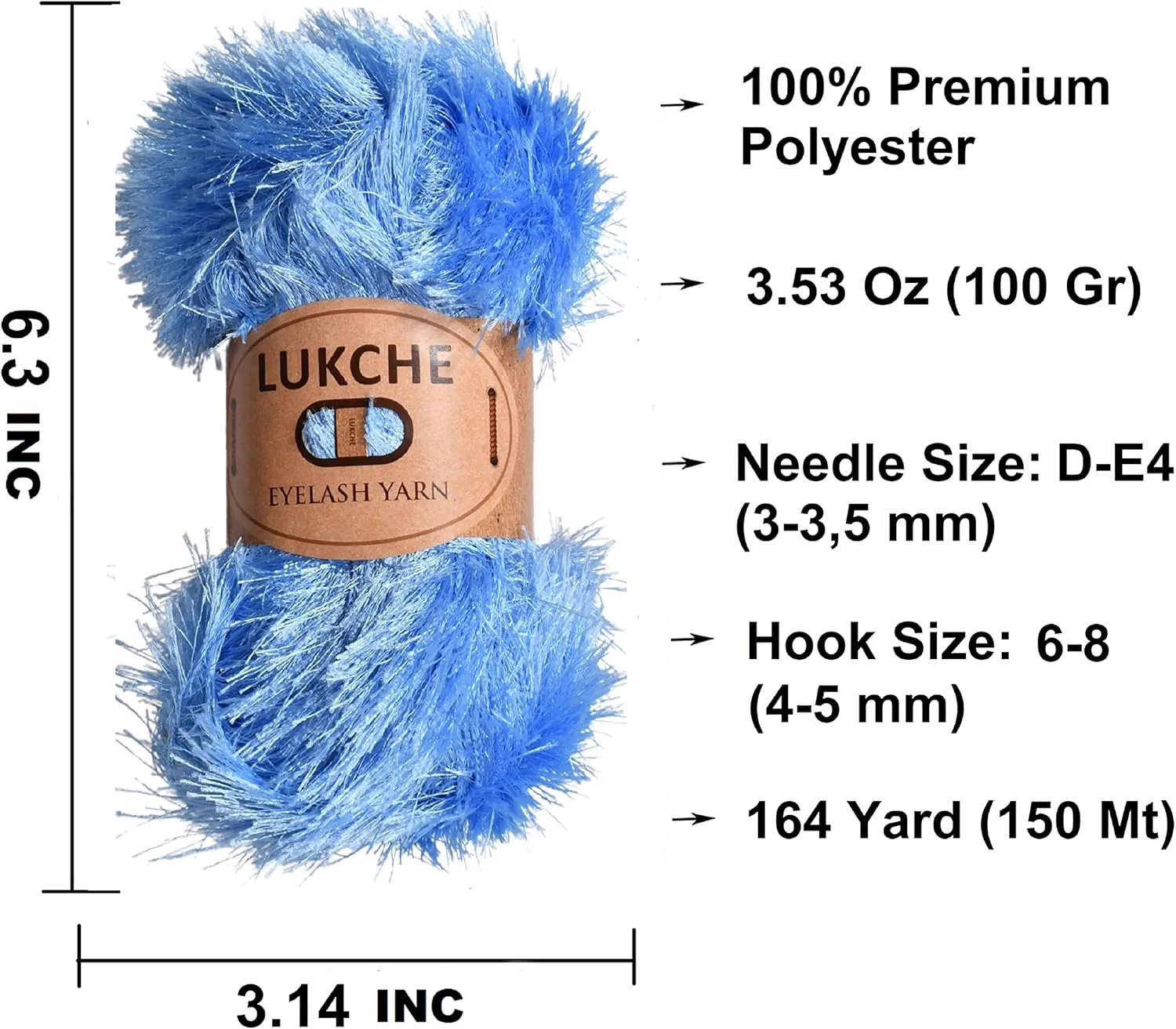 Eyelash Fun Fur Yarn Premium 100% Polyester 164 Yds (150 Mt), 3.53 Oz (100 Gr) Colorful Crochet Yarn Dıy Hand Knitting (Blue, 3 Skein)