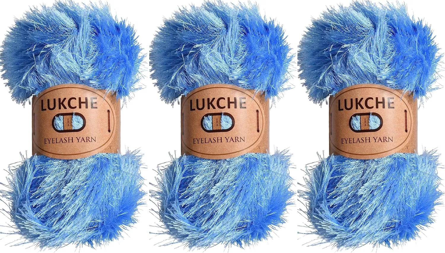 Eyelash Fun Fur Yarn Premium 100% Polyester 164 Yds (150 Mt), 3.53 Oz (100 Gr) Colorful Crochet Yarn Dıy Hand Knitting (Blue, 3 Skein)