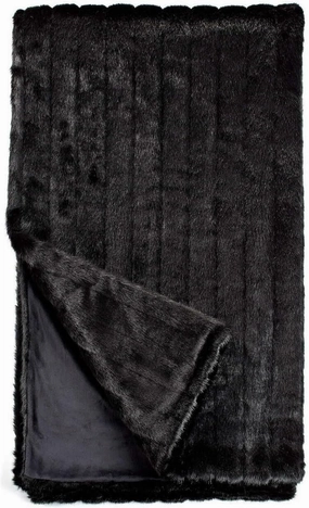 Fabulous-Furs Donna Salyers Signature Series Black Mink Faux Fur Throws, Black Mink, 60x72
