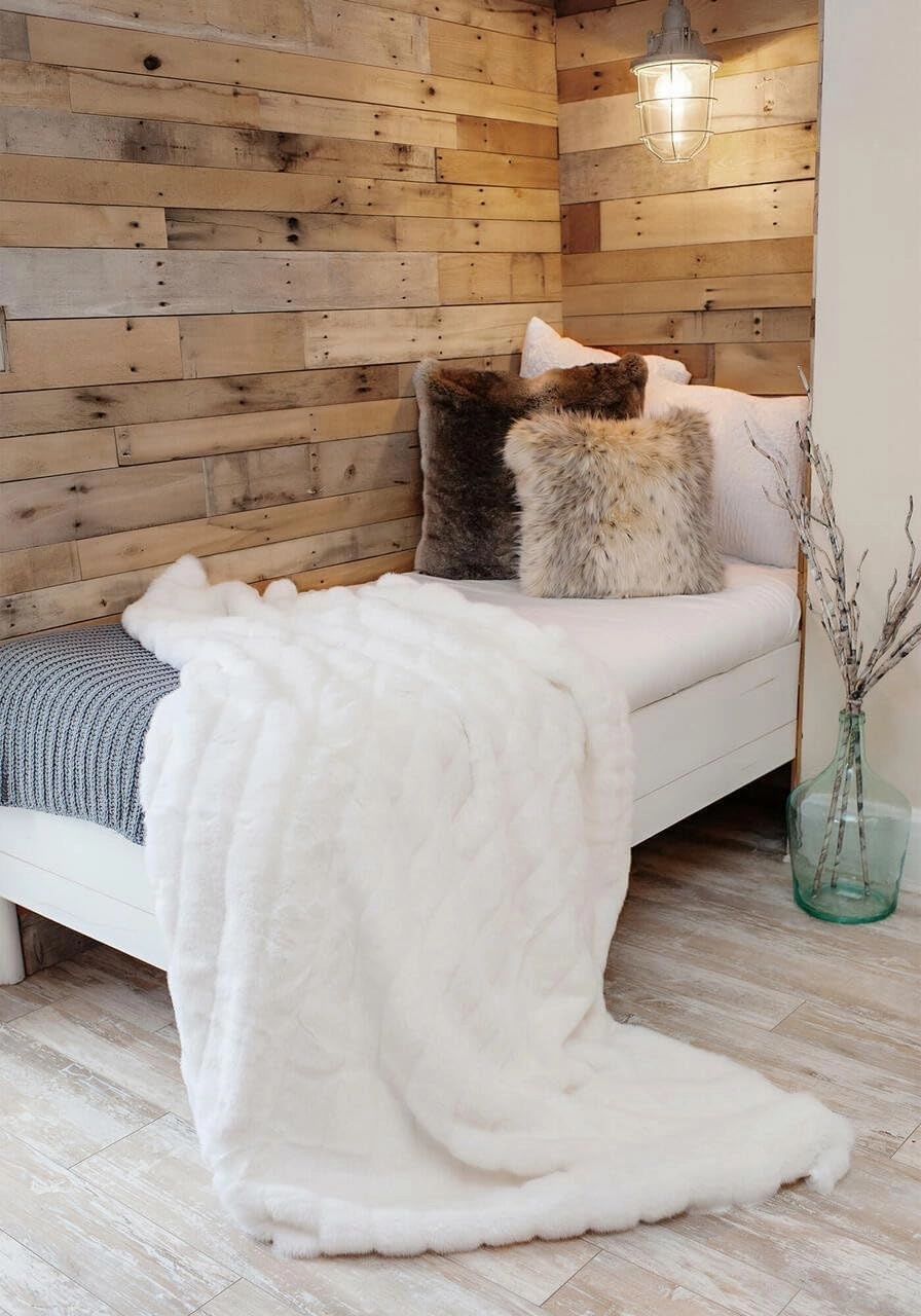 Fabulous-Furs Donna Salyers Signature Series White Mink Faux Fur Throws, White Mink, 60x72