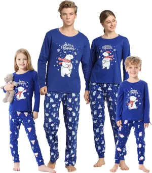 Family Matching Pajama Sets Cute Polar Bear Sleepwear Christmas Clothes Nighty