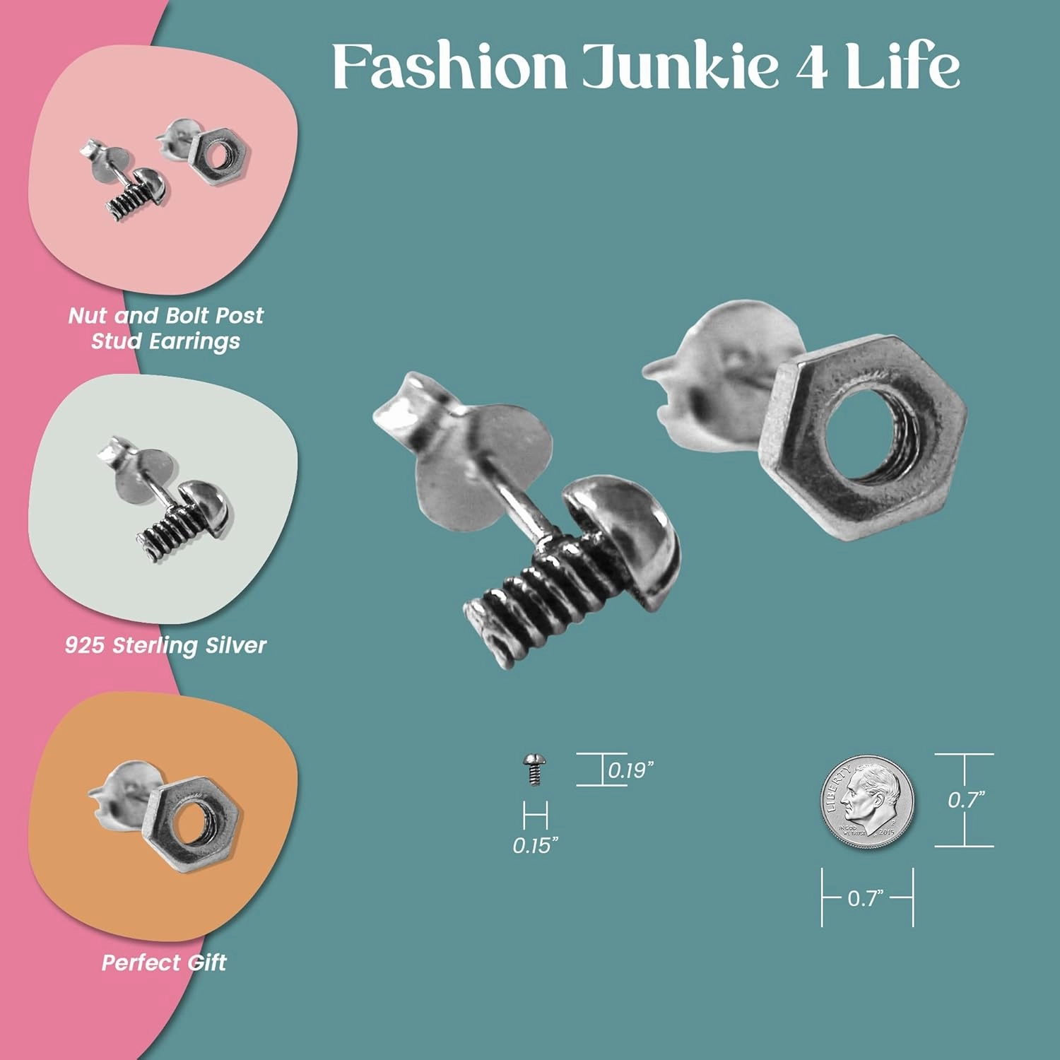 FashionJunkie4Life Sterling Silver Hobby Stud Earrings with Butterfly Backs