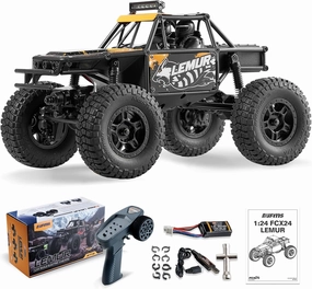 FCX24 FMS RC Crawler 1/24 Lemur FCX24 4 Wheel Drive RC Rock Buggy, Hobby Grade RC Car Model Off Road Vehicle RTR for Adults (Orange)