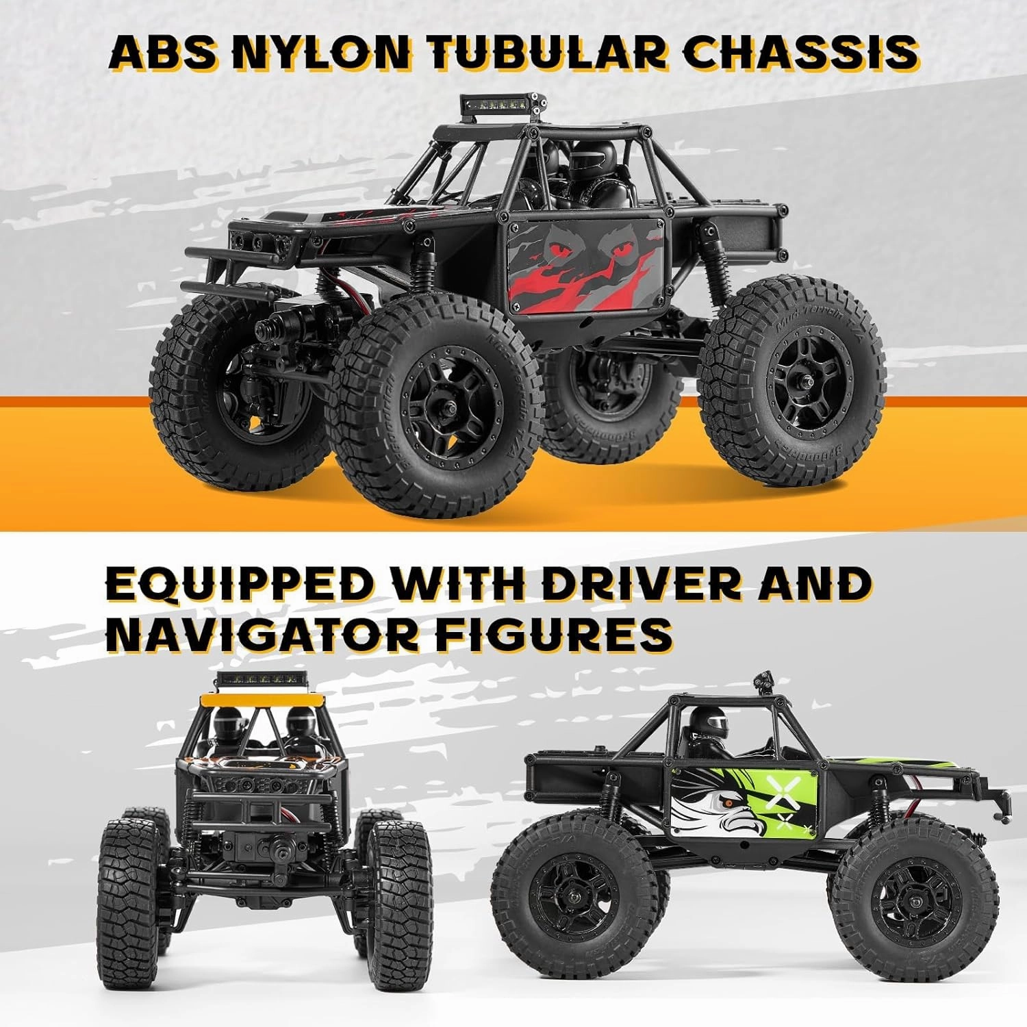 FCX24 FMS RC Crawler 1/24 Lemur FCX24 4 Wheel Drive RC Rock Buggy, Hobby Grade RC Car Model Off Road Vehicle RTR for Adults (Orange)