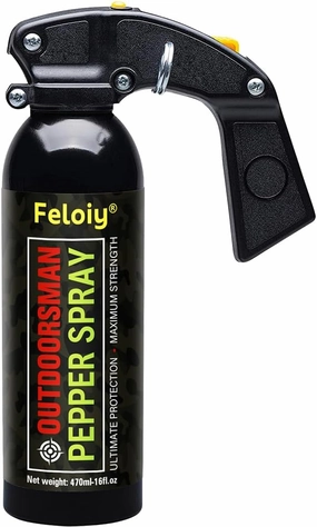 Feloiy Pepper Spray - for Home and Outdoor Security Defense, 470 ml (16oz), 30 ft Range, Ergonomic Grip with Safety Clip and Pull tab
