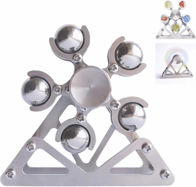 Ferris Wheel Fidget Spinner, Kinetic Desk Toys Spin with Stand, Metal Stainless Steel Smooth Bearing, High Speed Colorful Marble Rainbow, Premium Gift Figit Toy for Adults Kids - 10 Balls