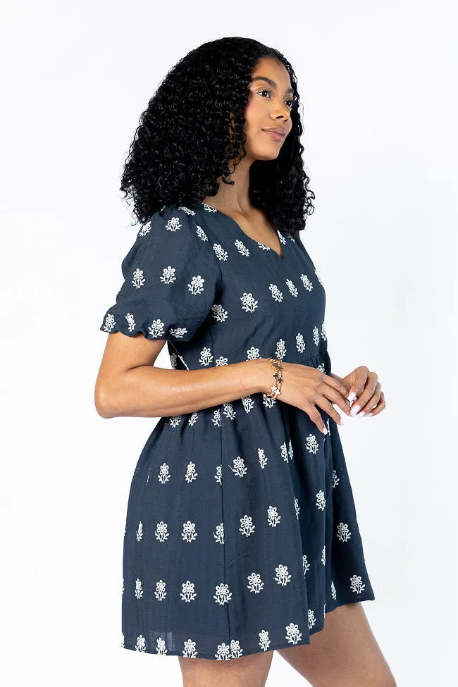 Figured It Out Navy Stitched Detail Mini Dress SALE
