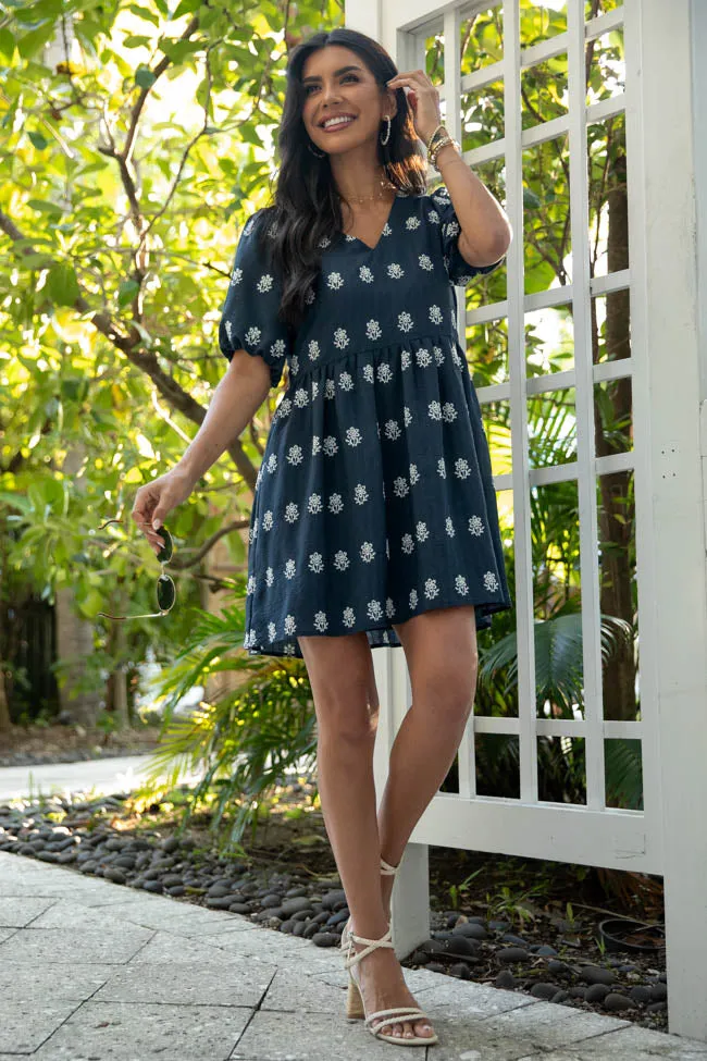 Figured It Out Navy Stitched Detail Mini Dress SALE