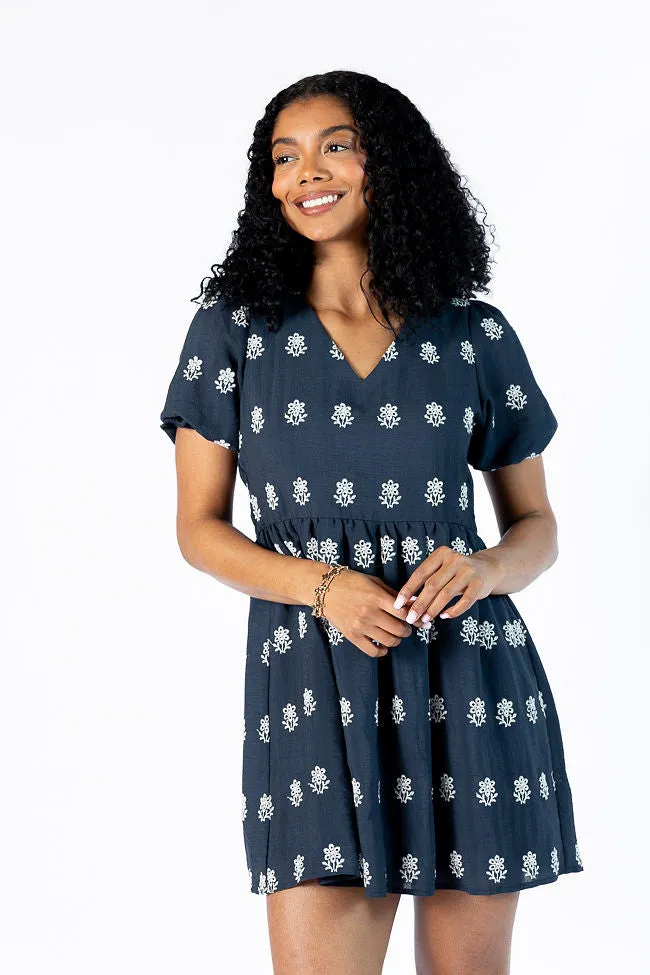 Figured It Out Navy Stitched Detail Mini Dress SALE