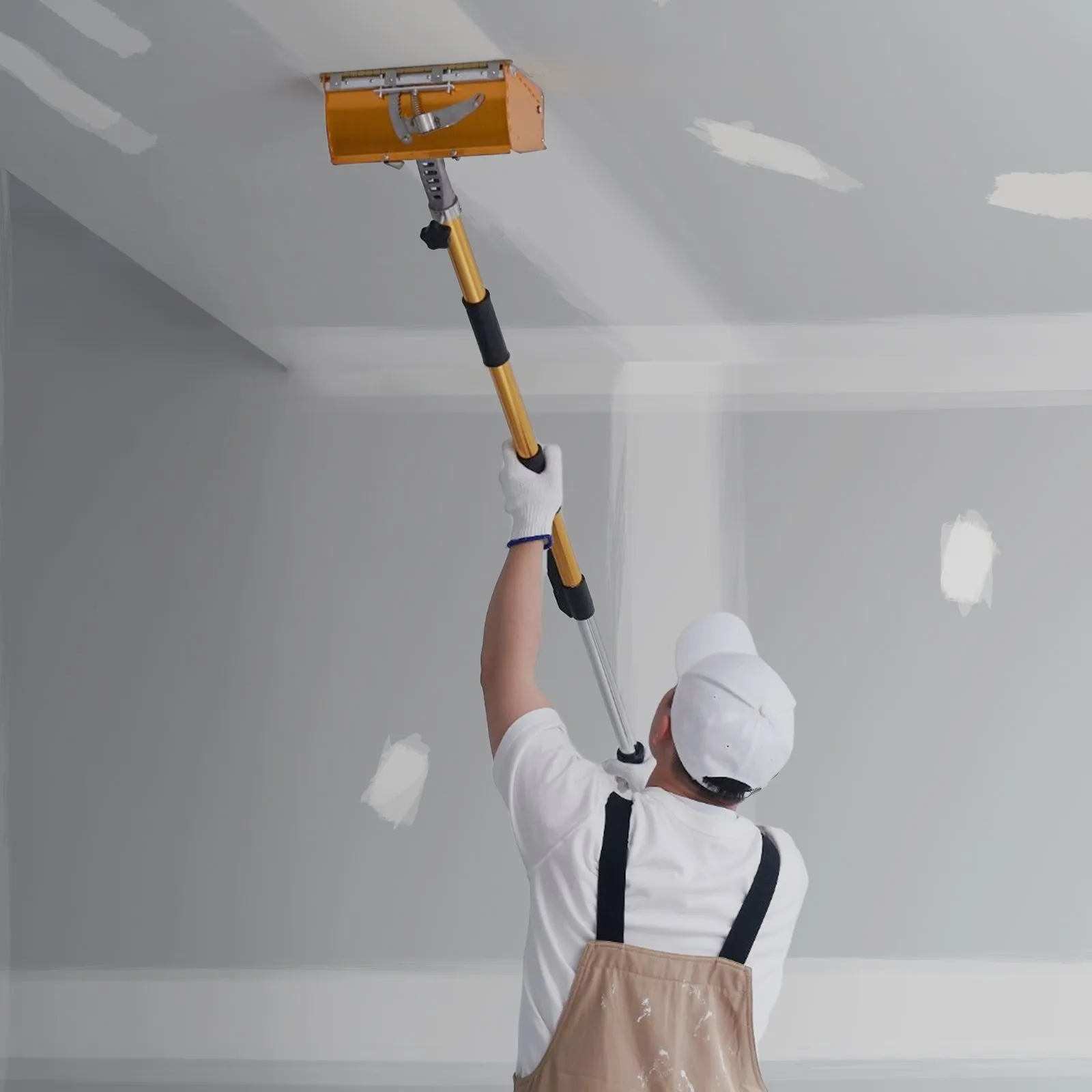 (FINAL PRICES ARE LOWER ON OUR SITE!) VEVOR Drywall Flat Box Handle, 40''-64'', Anodized Aluminum Flat Finishing Extension Handle, 5-Section Length Adjustable, Non-slip Grip and 360° Painting for Plasterboard, Wallboard, Sheetrock