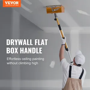 (FINAL PRICES ARE LOWER ON OUR SITE!) VEVOR Drywall Flat Box Handle, 40''-64'', Anodized Aluminum Flat Finishing Extension Handle, 5-Section Length Adjustable, Non-slip Grip and 360° Painting for Plasterboard, Wallboard, Sheetrock
