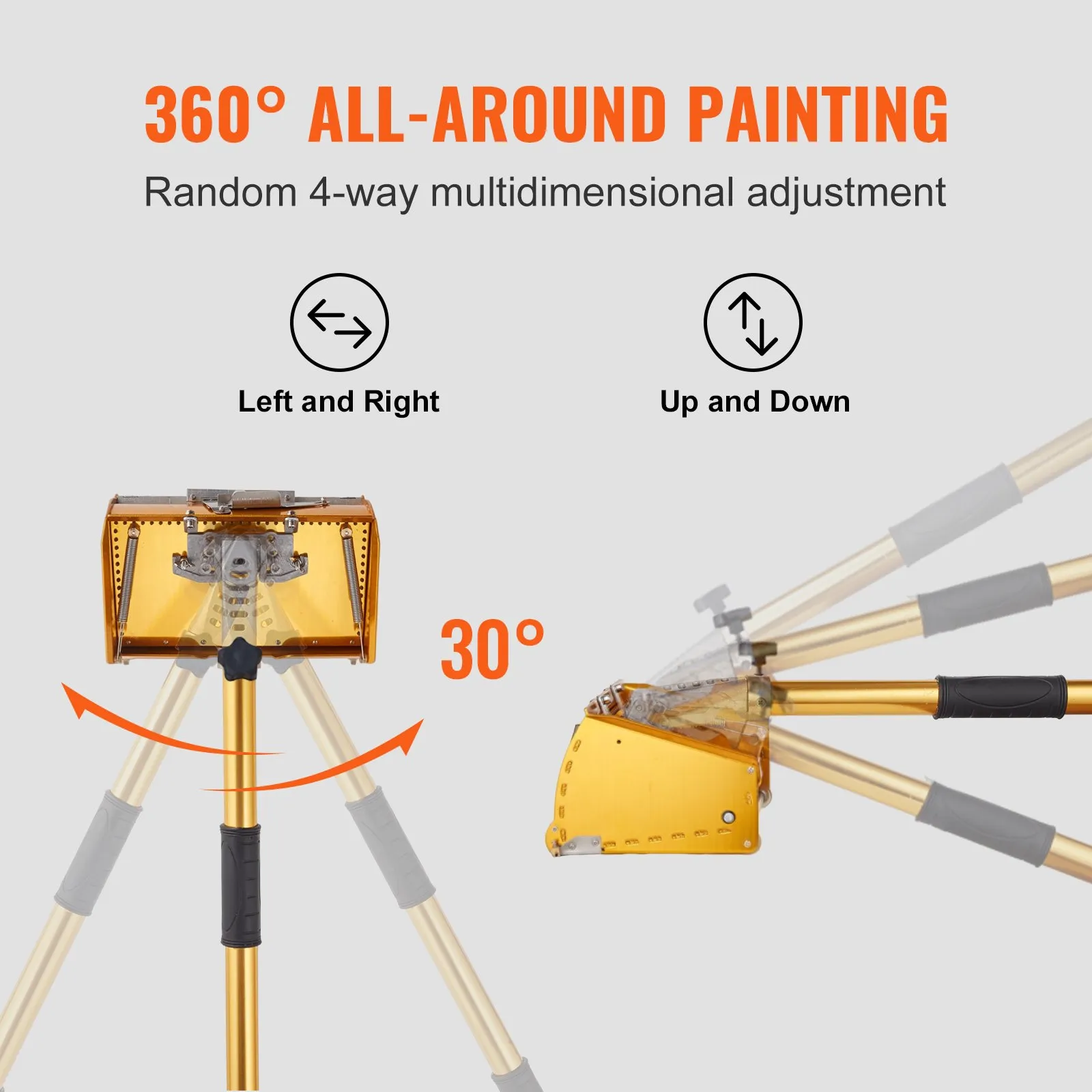 (FINAL PRICES ARE LOWER ON OUR SITE!) VEVOR Drywall Flat Box Handle, 40''-64'', Anodized Aluminum Flat Finishing Extension Handle, 5-Section Length Adjustable, Non-slip Grip and 360° Painting for Plasterboard, Wallboard, Sheetrock