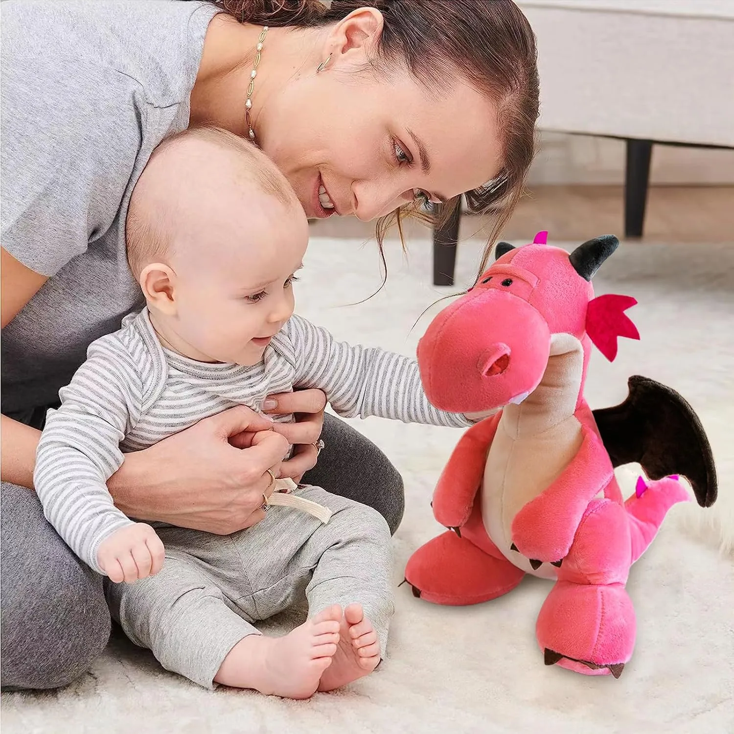 Fire Dragon - Cute Dinosaurs Stuffed Animal Plush Toy - Adorable Soft Dragon Toy Plushies and Gifts - Perfect Present for Kids, Babies, Toddlers (Pink,11.8 inch/30cm)