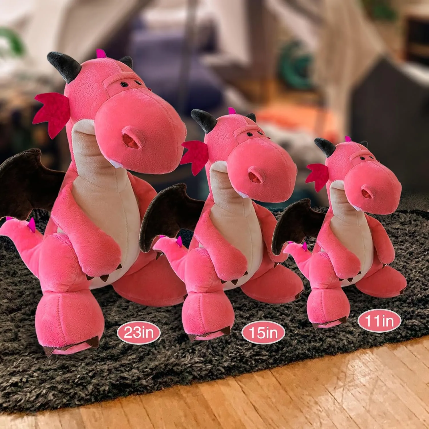Fire Dragon - Cute Dinosaurs Stuffed Animal Plush Toy - Adorable Soft Dragon Toy Plushies and Gifts - Perfect Present for Kids, Babies, Toddlers (Pink,11.8 inch/30cm)
